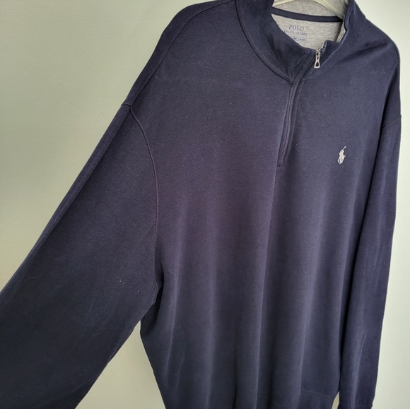 Polo Ralph Lauren Men's Luxury Smooth Jersey Pullover 1/4 Zip Navy Blue New 2XL - Picture 4 of 9